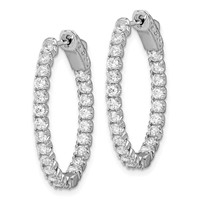 Sterling Shimmer Sterling Silver Rhodium-plated 46 Stone 2.0mm CZ in and Out Oval Hinged Hoop Earrings view 2