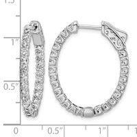 Sterling Shimmer Sterling Silver Rhodium-plated 46 Stone 2.0mm CZ in and Out Oval Hinged Hoop Earrings view 4