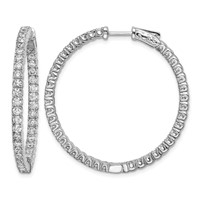 Sterling Shimmer Sterling Silver Rhodium-plated 80 Stone 2.25mm CZ in and Out Round Hinged Hoop Earrings view 1