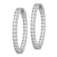 Sterling Shimmer Sterling Silver Rhodium-plated 54 Stone 2.5mm CZ in and Out Oval Hinged Hoop Earrings view 2