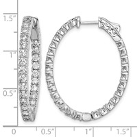 Sterling Shimmer Sterling Silver Rhodium-plated 54 Stone 2.5mm CZ in and Out Oval Hinged Hoop Earrings view 4