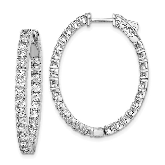 Sterling Silver CZ 2.5mm Hinged Hoops