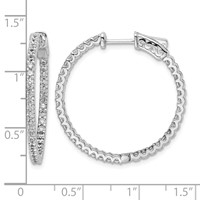 Sterling Shimmer Sterling Silver Rhodium-plated 74 Stone 1.7mm CZ in and Out Round Hinged Hoop Earrings view 4
