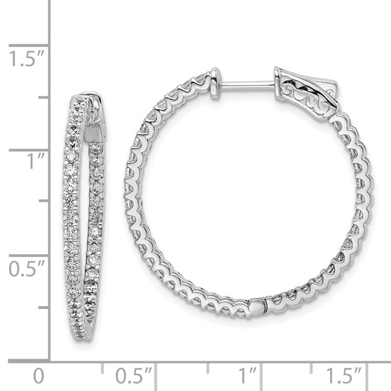 Sterling Silver 1.7mm CZ Hinged Hoops