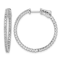 Sterling Shimmer Sterling Silver Rhodium-plated 74 Stone 1.7mm CZ in and Out Round Hinged Hoop Earrings view 1