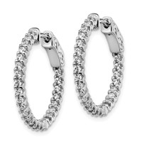 Sterling Shimmer Sterling Silver Rhodium-plated 48 Stone 1.7mm CZ in and Out Round Hinged Hoop Earrings view 2