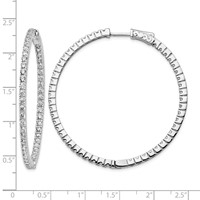 Sterling Shimmer Sterling Silver Rhodium-plated 100 Stone 1.9mm CZ in and Out Round Hinged Hoop Earrings view 4