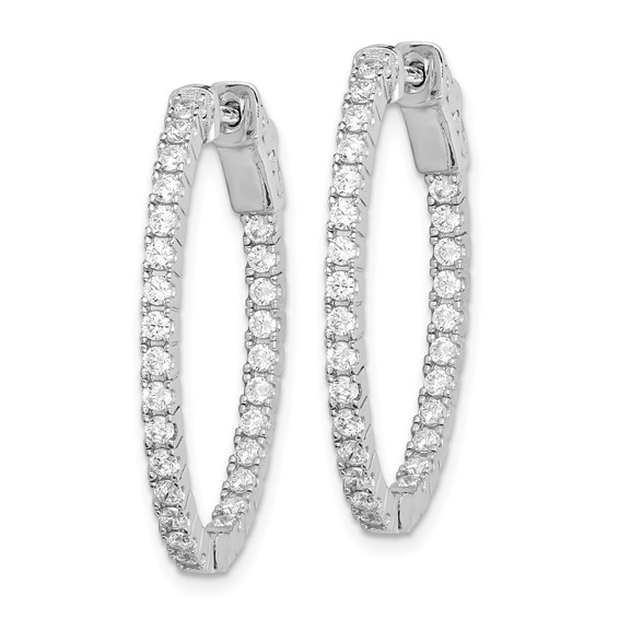 Sterling Silver CZ 1.7mm Oval Hinged Hoops