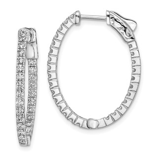 Sterling Silver CZ 1.7mm Oval Hinged Hoops