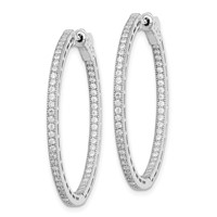 Sterling Shimmer Sterling Silver Rhodium-plated 118 Stone 1.2mm CZ in and Out Round Hinged Hoop Earrings view 2