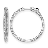 Sterling Shimmer Sterling Silver Rhodium-plated 118 Stone 1.2mm CZ in and Out Round Hinged Hoop Earrings view 1