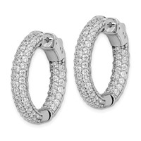 Sterling Shimmer Sterling Silver Rhodium-plated 136 Stone Pavé 2.0mm CZ in and Out Round Hinged Hoop Earrings view 2