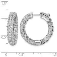 Sterling Shimmer Sterling Silver Rhodium-plated 136 Stone Pavé 2.0mm CZ in and Out Round Hinged Hoop Earrings view 4