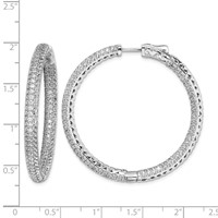 Sterling Shimmer Sterling Silver Rhodium-plated 380 Stone Pavé 1.5mm CZ in and Out Round Hinged Hoop Earrings view 4
