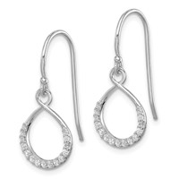 Sterling Silver Rhodium-plated CZ Infinity Shepherd Hook Earrings view 2
