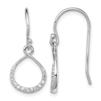 Sterling Silver Rhodium-plated CZ Infinity Shepherd Hook Earrings view 1