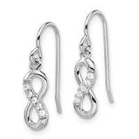 Sterling Silver Rhodium-plated CZ Infinity Shepherd Hook Earrings view 2