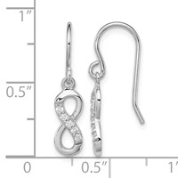 Sterling Silver Rhodium-plated CZ Infinity Shepherd Hook Earrings view 4