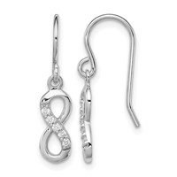 Sterling Silver Rhodium-plated CZ Infinity Shepherd Hook Earrings view 1