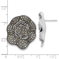 Sterling Silver Marcasite Flower Post Earrings view 2