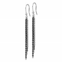 Sterling Silver Rhodium & Black Ruthenium-plated Chain Dangle Earrings view 2