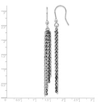 Sterling Silver Rhodium & Black Ruthenium-plated Chain Dangle Earrings view 3