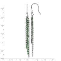 Sterling Silver Rhodium & Green Flash-Plated Chain Dangle Earrings view 3