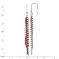 Sterling Silver Rhodium & Red Flash-Plated Chain Dangle Earrings view 3