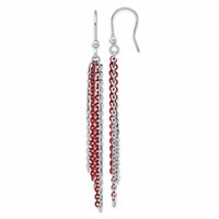 Sterling Silver Rhodium & Red Flash-Plated Chain Dangle Earrings view 1