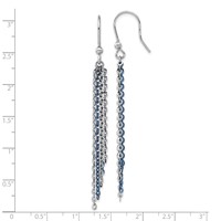 Sterling Silver Rhodium & Blue Flash-Plated Chain Dangle Earrings view 3