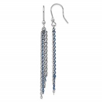 Sterling Silver Rhodium & Blue Flash-Plated Chain Dangle Earrings view 1