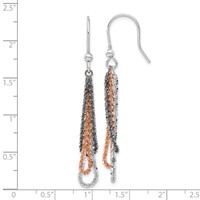 Sterling Silver Black Ruthenium & Rose-tone Chain Dangle Earrings view 3
