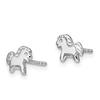 Sterling Silver Rhodium-plated Polished Pony Petite Post Earrings view 2