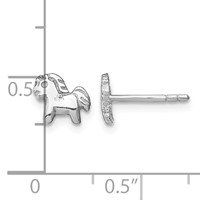 Sterling Silver Rhodium-plated Polished Pony Petite Post Earrings view 4