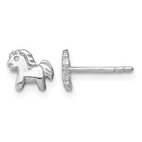Sterling Silver Rhodium-plated Polished Pony Petite Post Earrings view 1