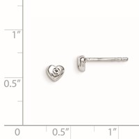 Sterling Silver Madi K Rhodium-plated Polished April White Preciosa Crystal Heart Post Earrings view 2