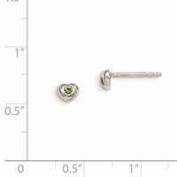 Sterling Silver Madi K Rhodium-plated Polished August Light Green Preciosa Crystal Heart Post Earrings view 2
