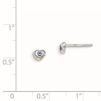 Sterling Silver Madi K Rhodium-plated Polished December Blue Preciosa Crystal Heart Post Earrings view 2
