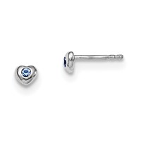 Sterling Silver Madi K Rhodium-plated Polished December Blue Preciosa Crystal Heart Post Earrings view 1