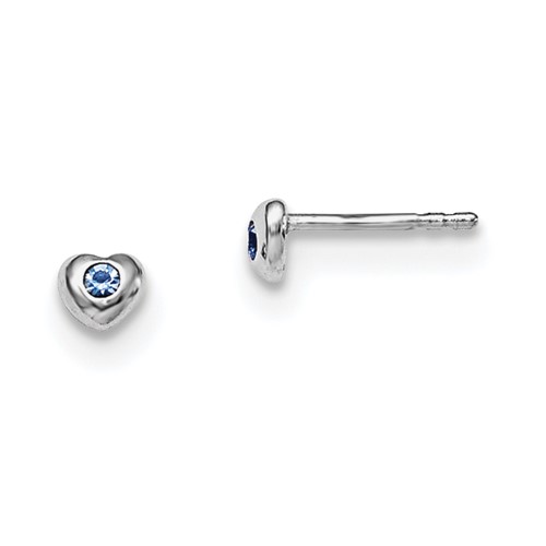 Sterling Silver Madi K Rhodium-plated Polished December Blue Preciosa Crystal Heart Post Earrings