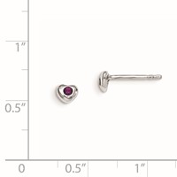 Sterling Silver Madi K Rhodium-plated Polished February Purple Preciosa Crystal Heart Post Earrings view 2