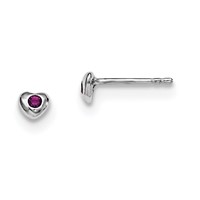 Sterling Silver Madi K Rhodium-plated Polished February Purple Preciosa Crystal Heart Post Earrings view 1
