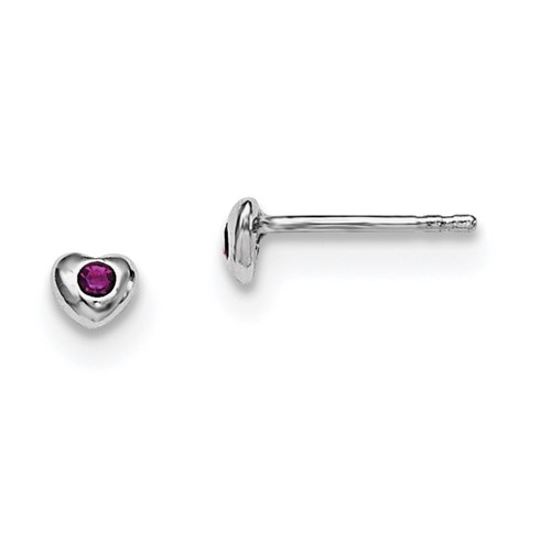 Sterling Silver Madi K Rhodium-plated Polished February Purple Preciosa Crystal Heart Post Earrings