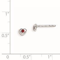Sterling Silver Madi K Rhodium-plated Polished January Red Preciosa Crystal Heart Post Earrings view 2