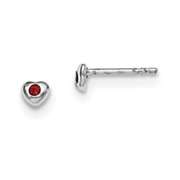 Sterling Silver Madi K Rhodium-plated Polished January Red Preciosa Crystal Heart Post Earrings view 1