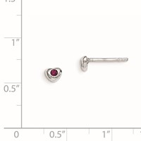 Sterling Silver Madi K Rhodium-plated Polished July Red Preciosa Crystal Heart Post Earrings view 2