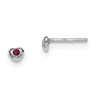 Sterling Silver Madi K Rhodium-plated Polished July Red Preciosa Crystal Heart Post Earrings view 1