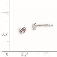 Sterling Silver Madi K Rhodium-plated Polished June Pink Preciosa Crystal Heart Post Earrings view 2