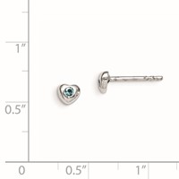 Sterling Silver Madi K Rhodium-plated Polished March Light Blue Preciosa Crystal Heart Post Earrings view 2