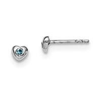 Sterling Silver Madi K Rhodium-plated Polished March Light Blue Preciosa Crystal Heart Post Earrings view 1